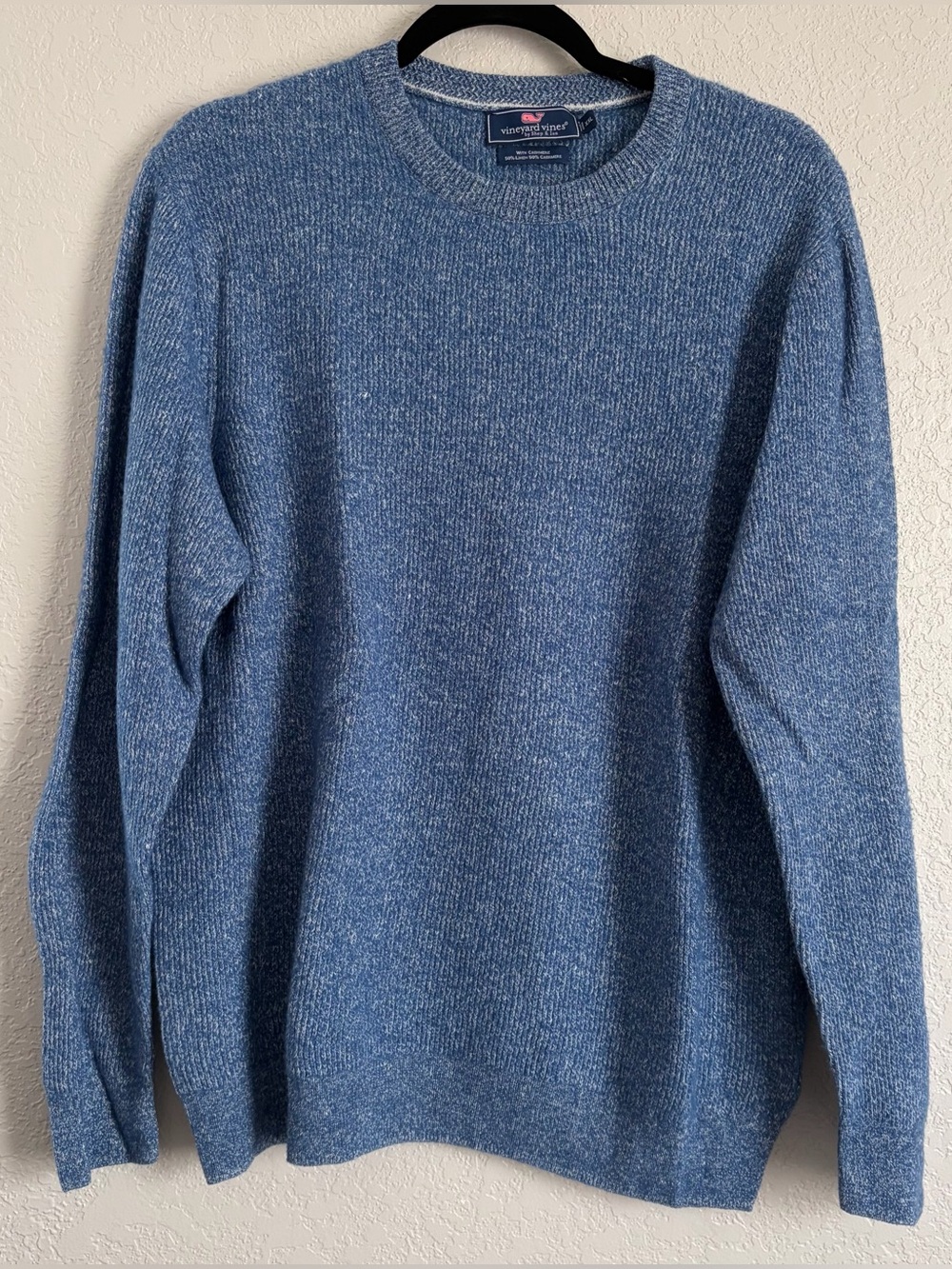 Vineyard Vines Men's Size XXL Blue Crewneck Linen Cashmere Knit Pullover Sweater